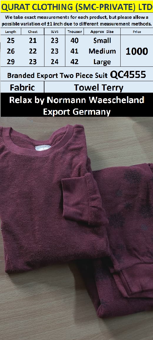 Relax by Normann Waescheland Branded Two Piece Suits QC4555 Export Germany
