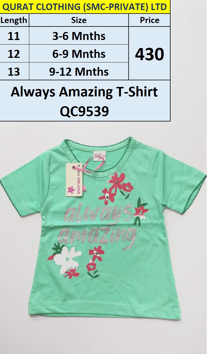 Always Amazing Green T-shirt QC9539 Brand Little Girl Star 