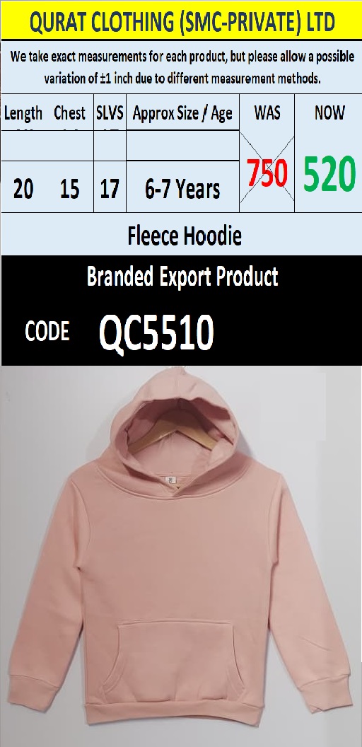Branded Fleece Hoodie Export Product - QC5510