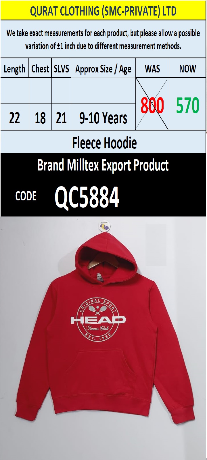 Top International Branded Export Hoodie / Sweatshirt Products - QC5884