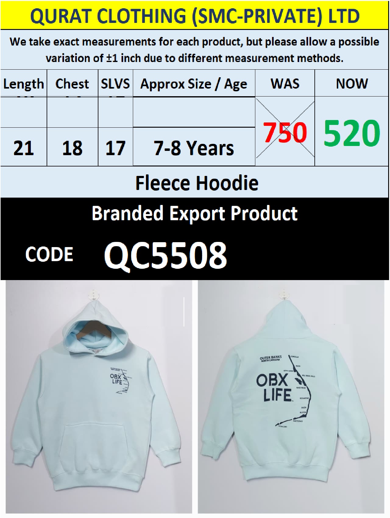 Branded Fleece Sweatshirt Export Product - QC5508