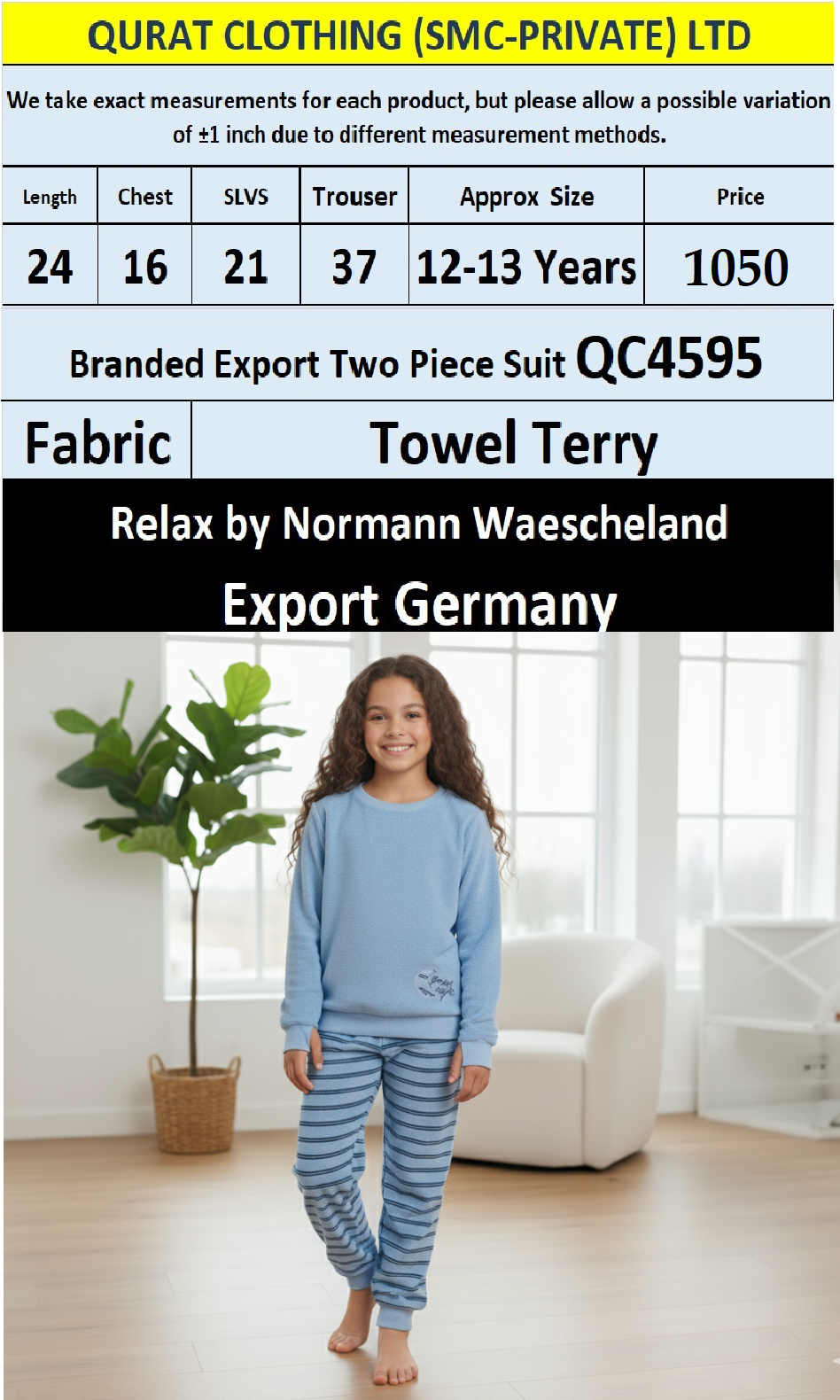 Relax by Normann Waescheland Branded Two Piece Suits QC4595 Export Germany