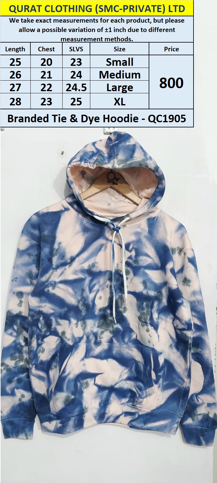 Branded Export Tie & Dye Hoodie QC1905