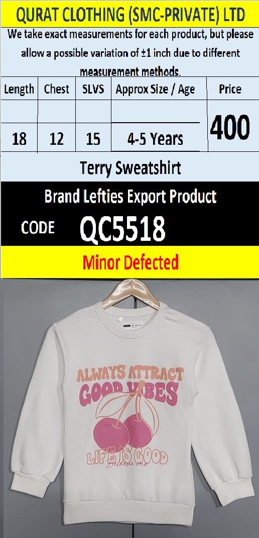 Brand Lefties Terry Sweatshirt Export Europe or USA (Minor Defected Product) - QC5518