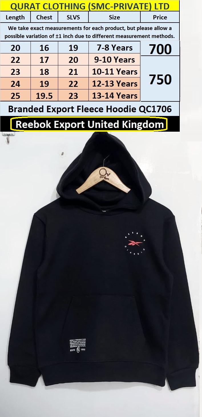 Branded Export Fleece Hoodie QC1706 | Export United Kingdom - Qurat Clothing