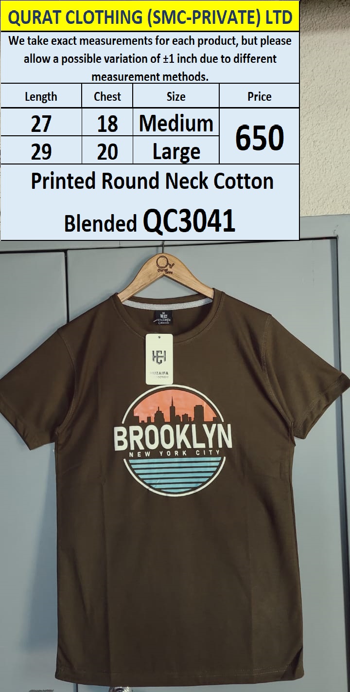 Brooklyn New York City Round Neck Cotton Blended T-shirt QC3041