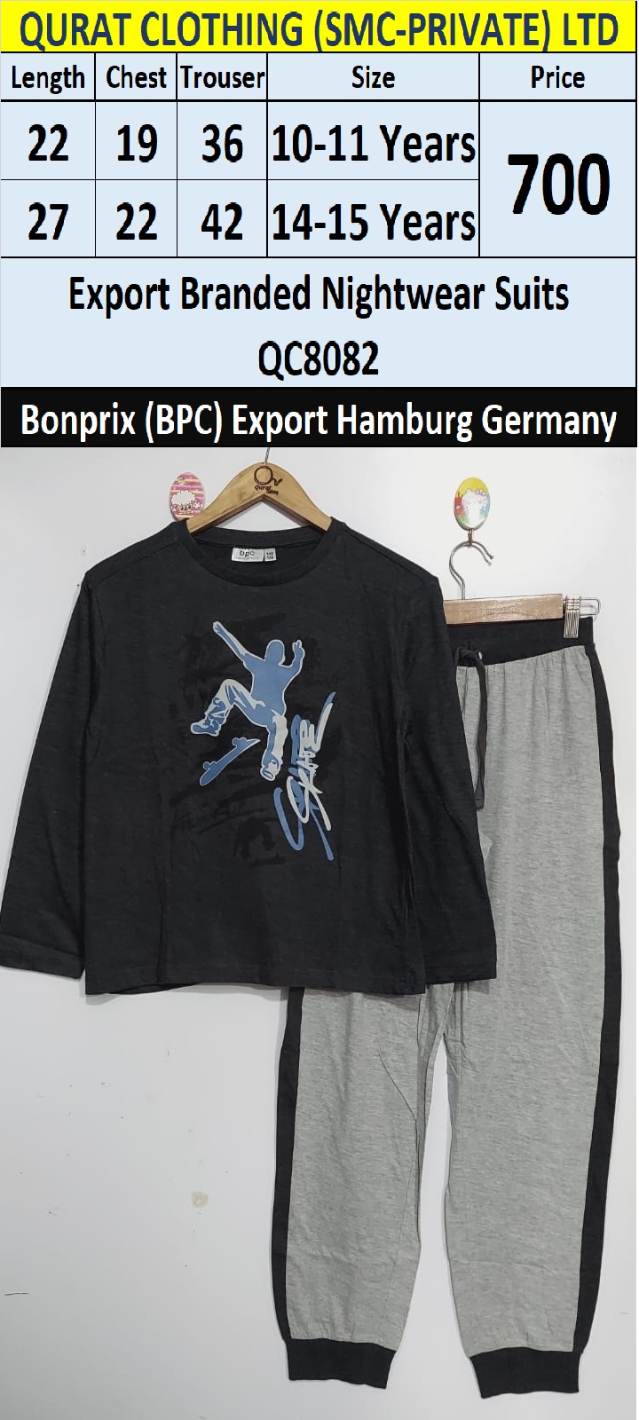 Branded BPC Nightwear Suits QC8082 Export Hamburg Germany