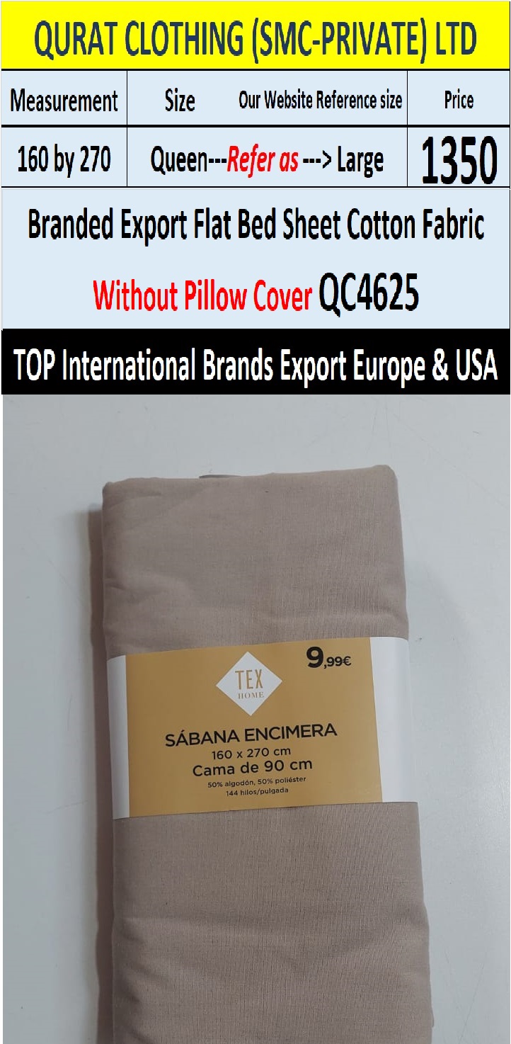 Top Intl Brand Flat Cotton Bed Sheet QC4625 Export Europe & USA