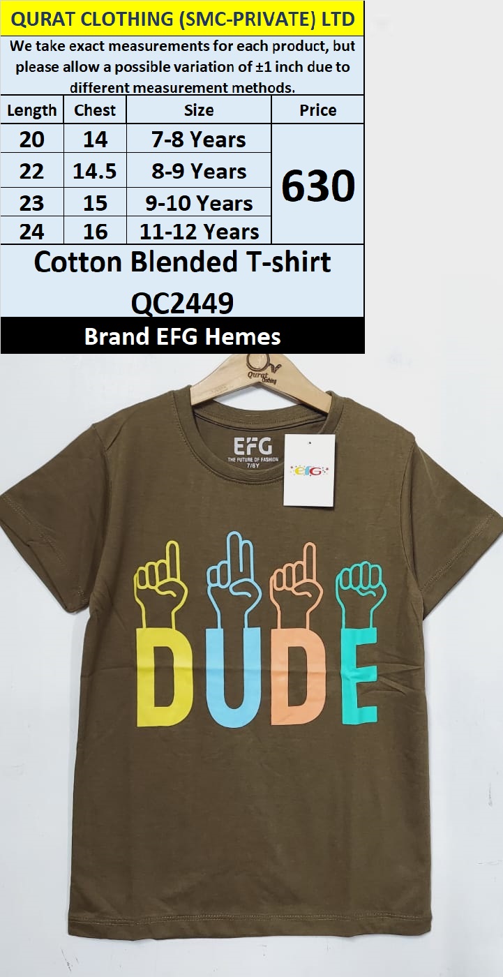 EFG Hemes Brand Cotton Blended T-shirt QC2449