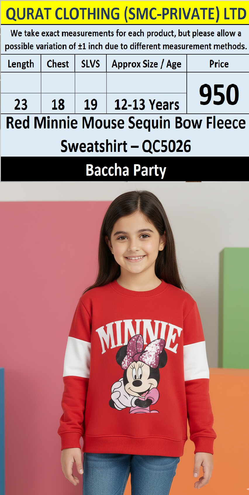 Red Minnie Mouse Sequin Bow Fleece Sweatshirt QC5026 – Baccha Party