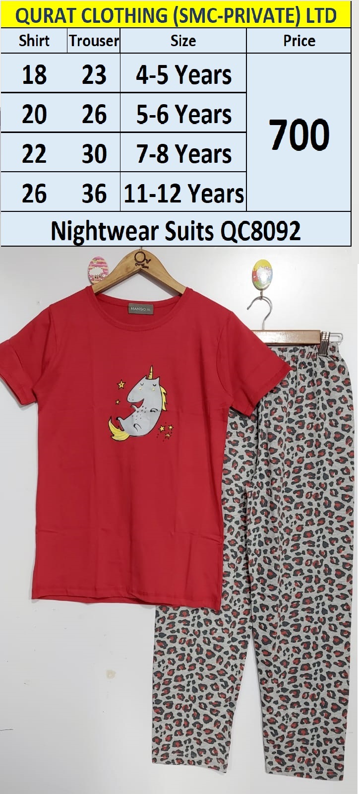 Red Unicorn Print Nightwear Suits QC8092