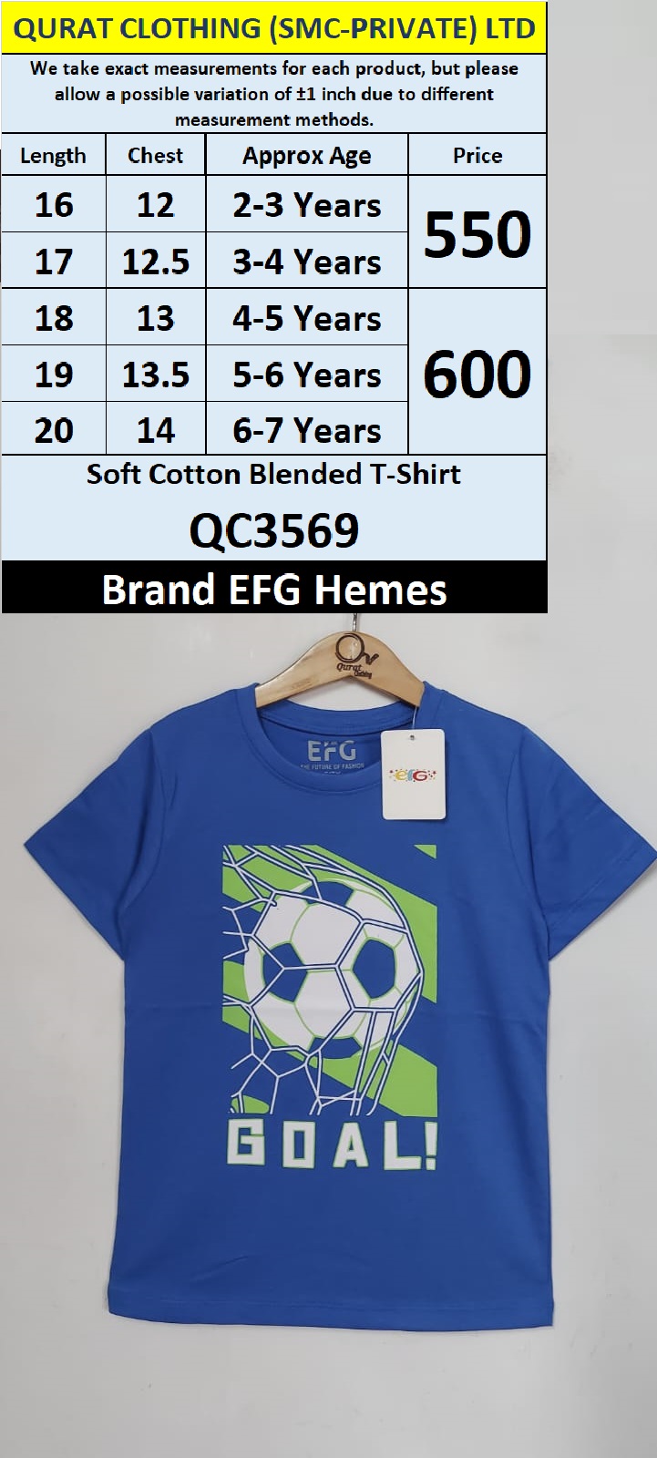 EFG Hemes Brand Soft Cotton Blended T-shirts QC3569