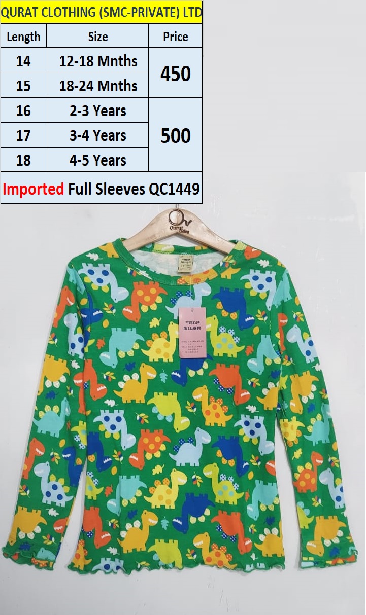 Imported Full Sleeves Dino Print T-shirt QC1449