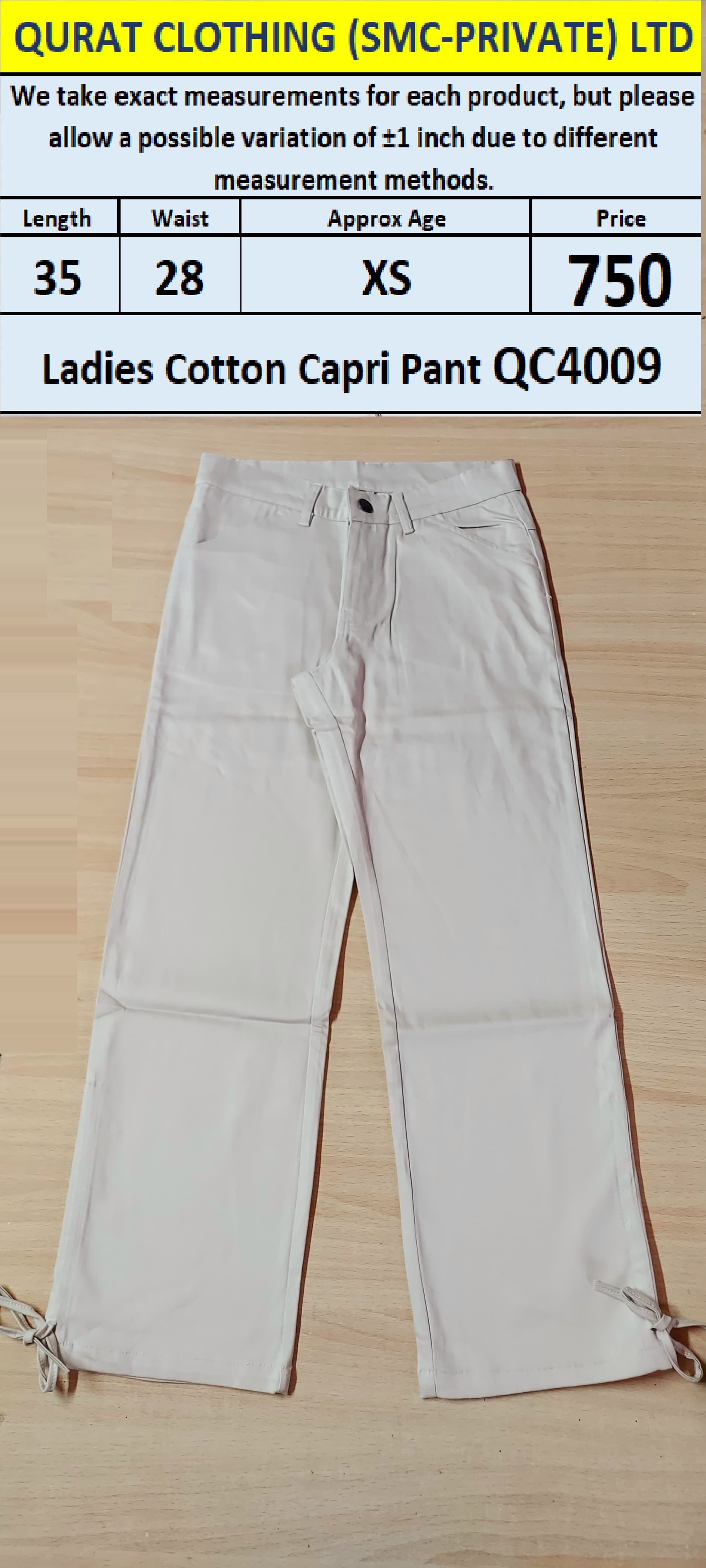 Ladies Cotton Capri Pant QC4009
