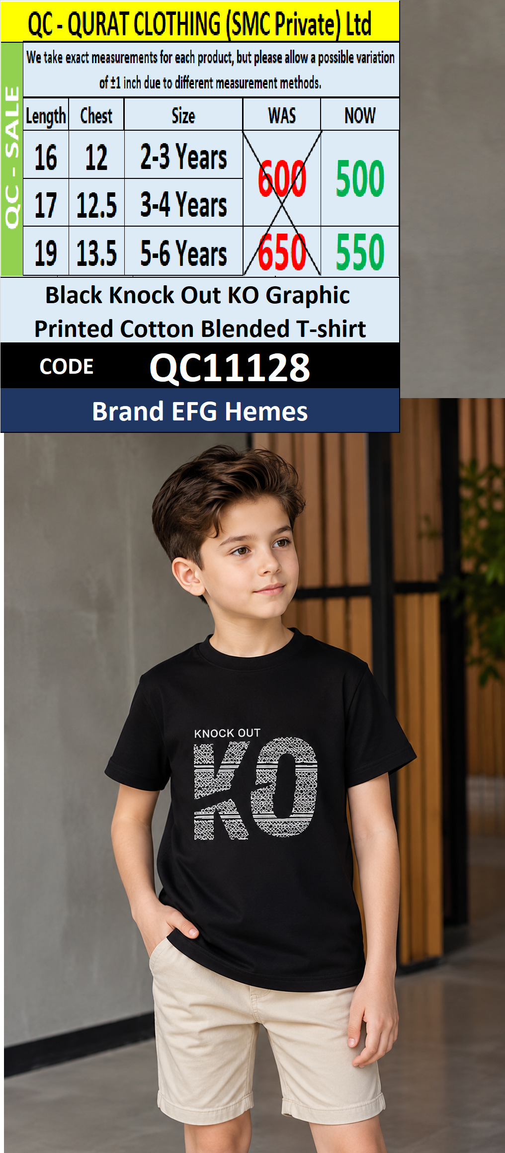 Black Knock Out KO Graphic Printed Cotton Blended T-shirt QC11128 – EFG Hemes