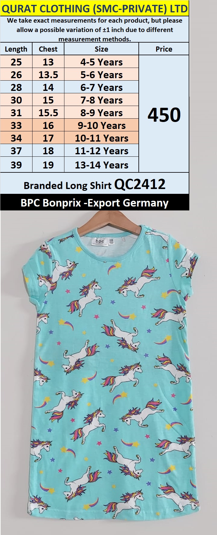 BPC - Bonprix Brand Long Shirt QC2412 Export Germany  - QC2412