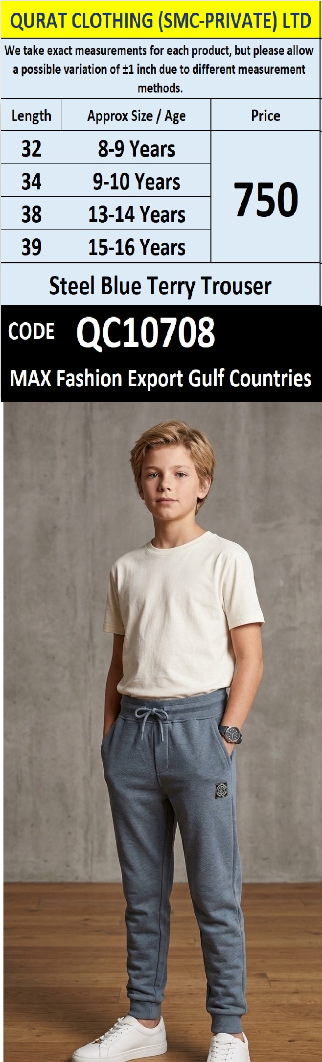 Steel Blue Terry Trouser – MAX Fashion Export Gulf Countries QC10708