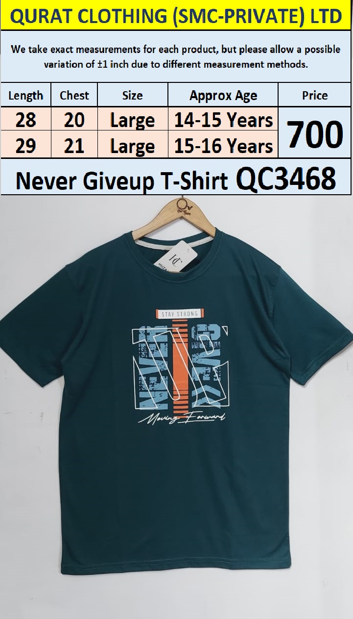 Soft Cotton Blended Never Give-up T-Shirt QC3468