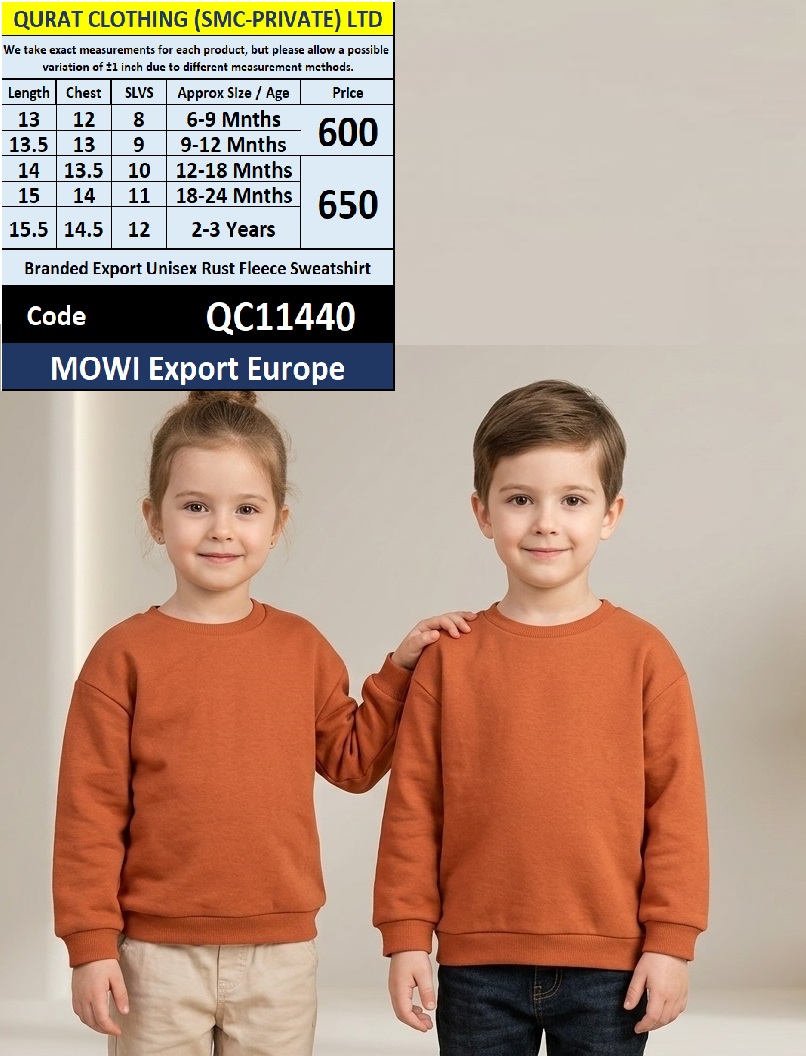 MOWI Export Europe Branded Unisex Rust Fleece Sweatshirt – QC11440