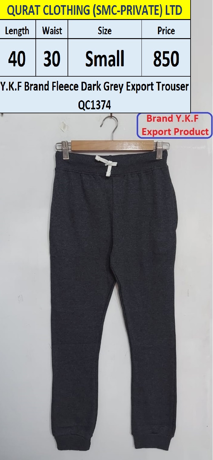 Y.K.F Brand Fleece Dark Grey Export Trouser QC1374