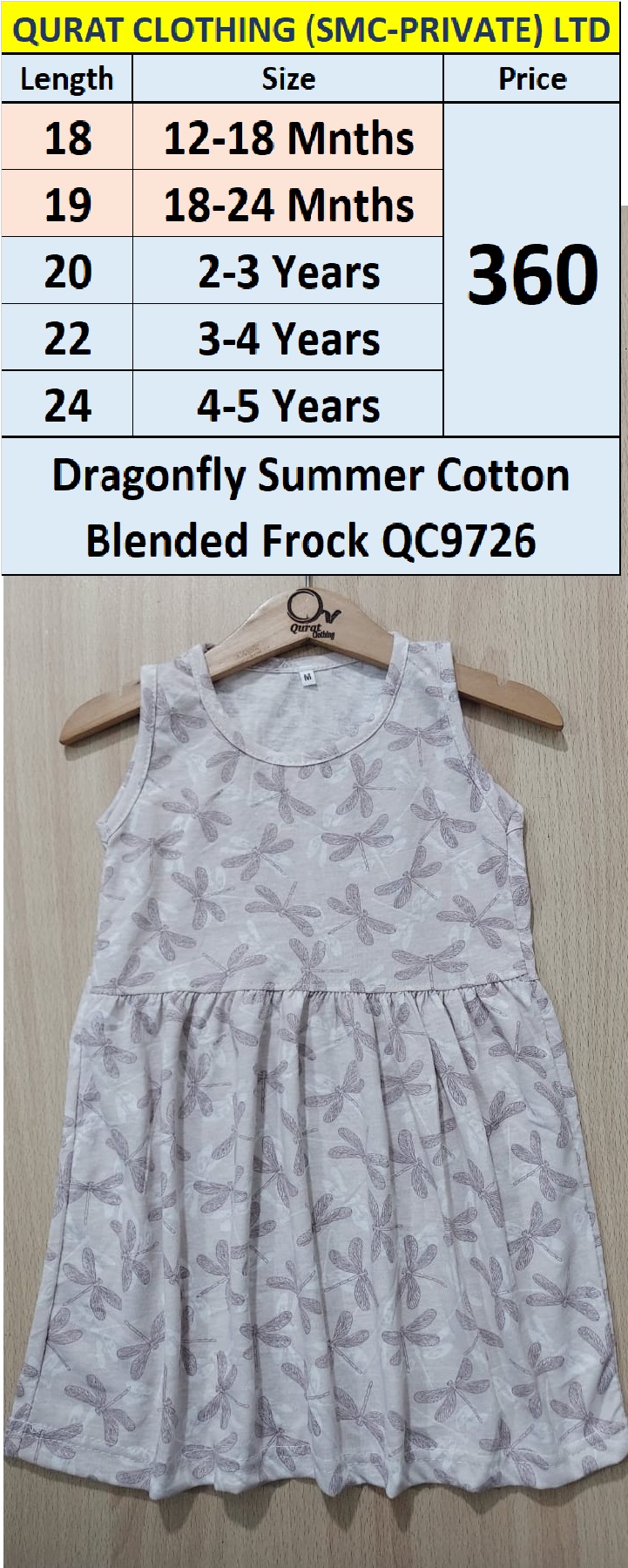 Dragonfly Print Summer Cotton Blended Frock QC9726