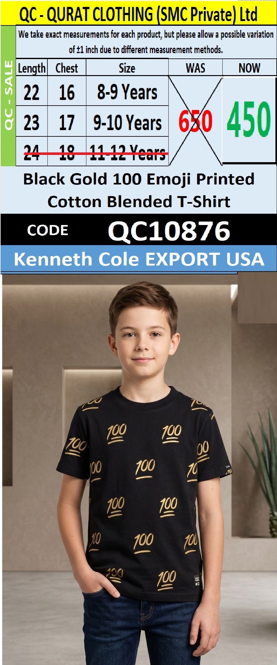 Black Gold 100 Emoji Printed Cotton Blended T-Shirt QC10876 – Kenneth Cole Export USA