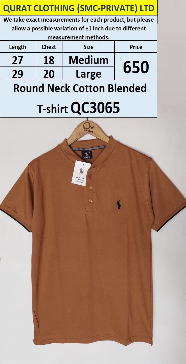 Round Neck Cotton Blended T-shirt QC3065