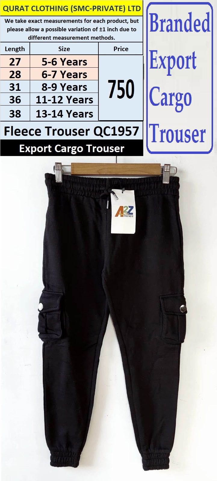 Branded Export Fleece Cargo Trouser QC1957