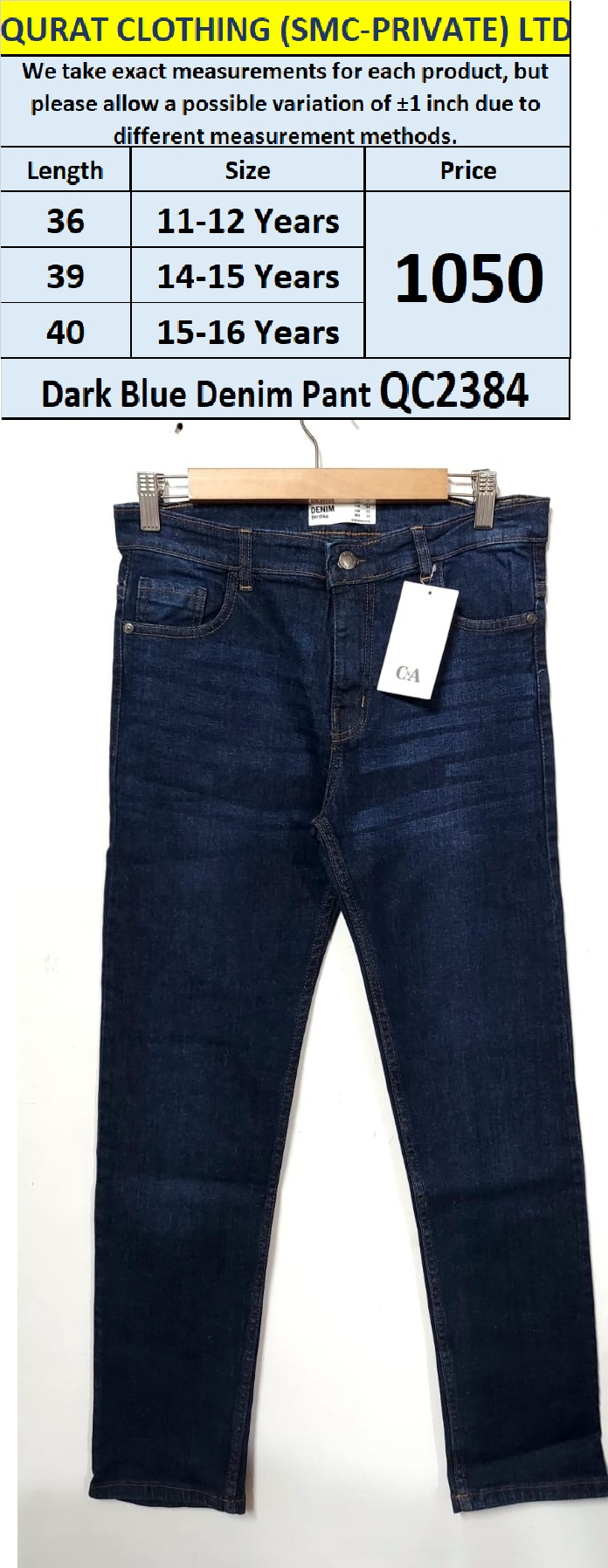 Dark Blue Denim Pant QC2384