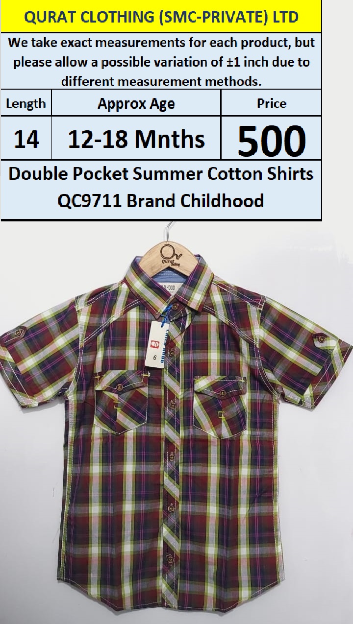Double Pocket Summer Cotton Shirts QC9711 Brand Childhood