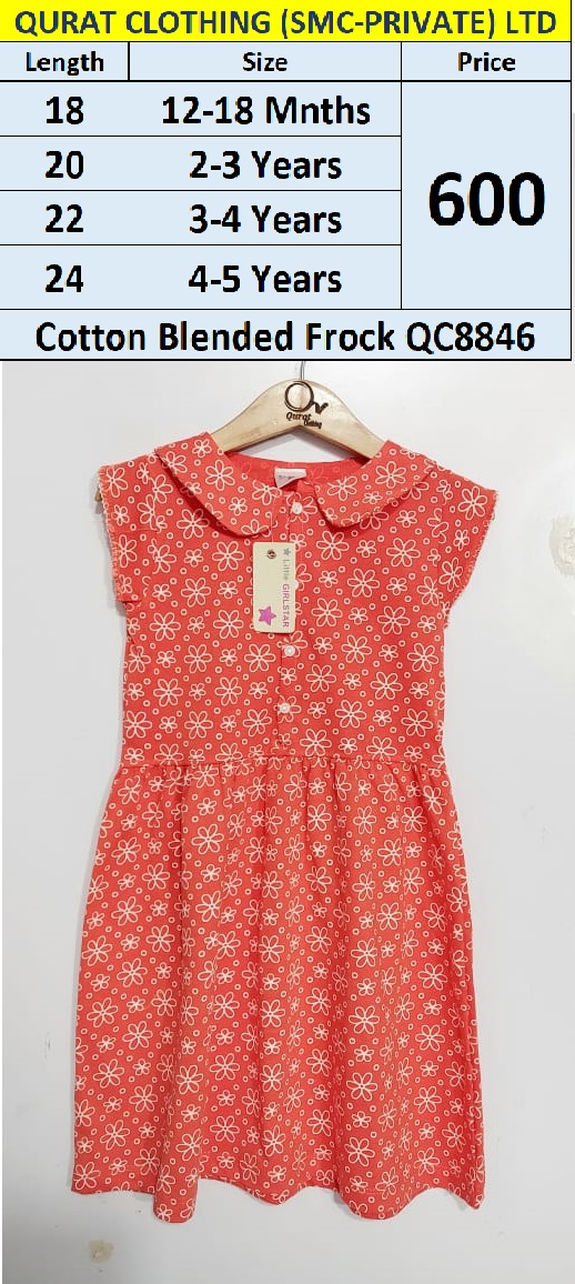 Cotton Blended Frock QC8846 Brand Little Girl Star