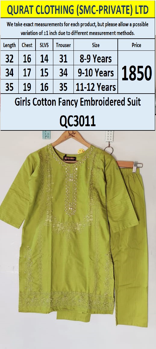 Girls Cotton Fancy Embroidered Suit QC3011