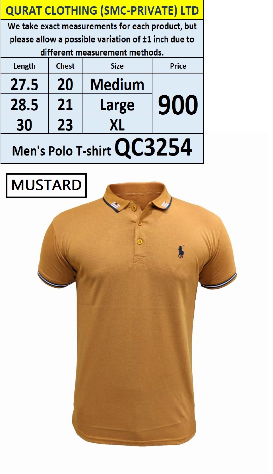 Mustard Men's Polo T-shirt QC3254