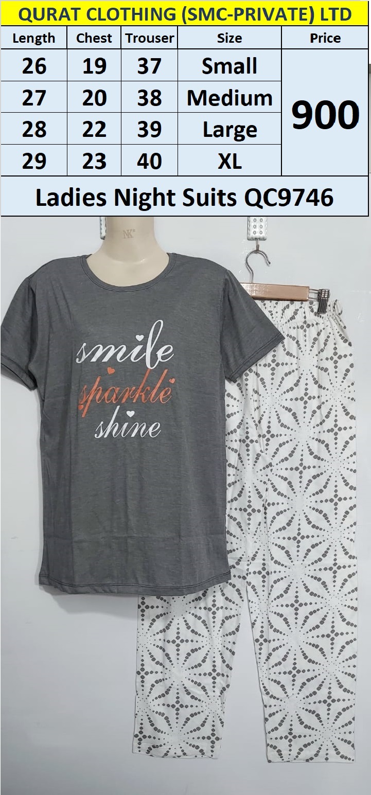 Smile Sparkle Shine Ladies Night Suits QC9746