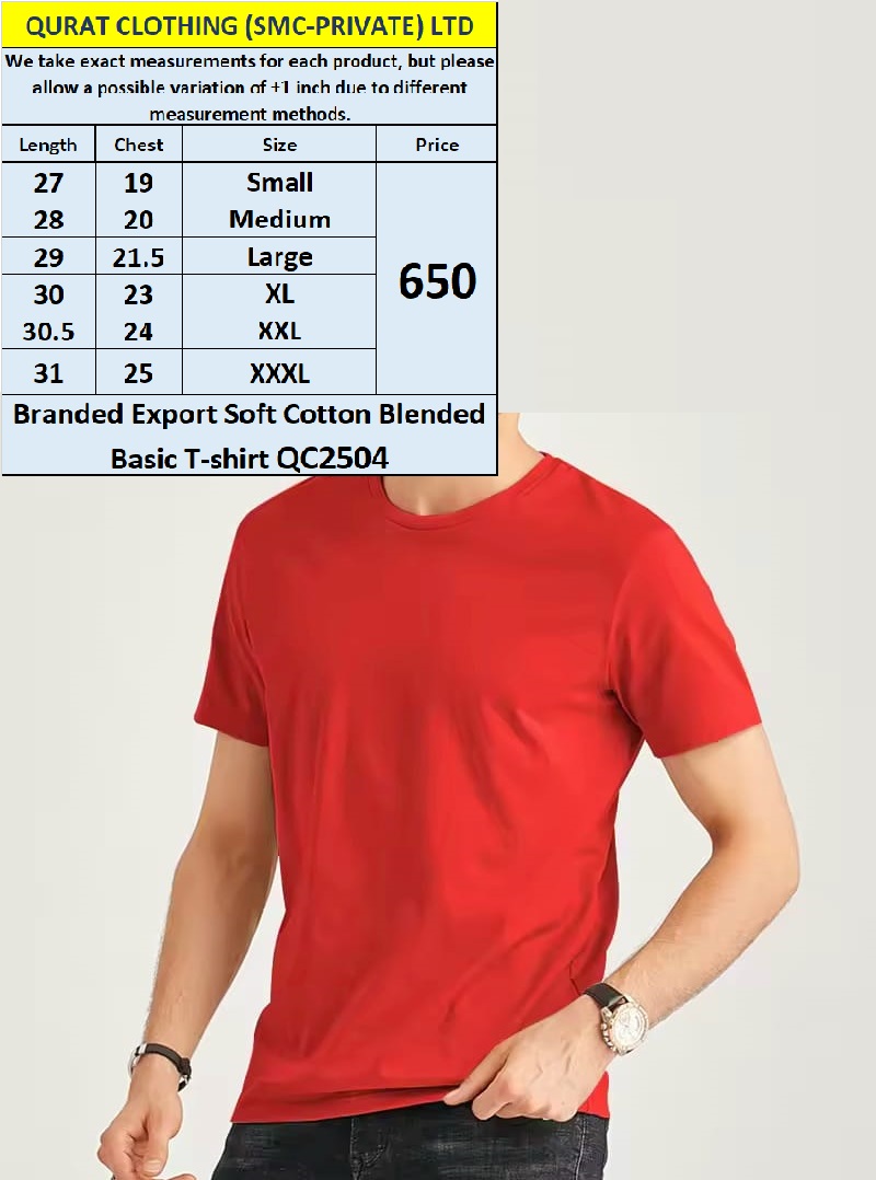 Branded Export Soft Cotton Blended Basic T-shirt QC2504