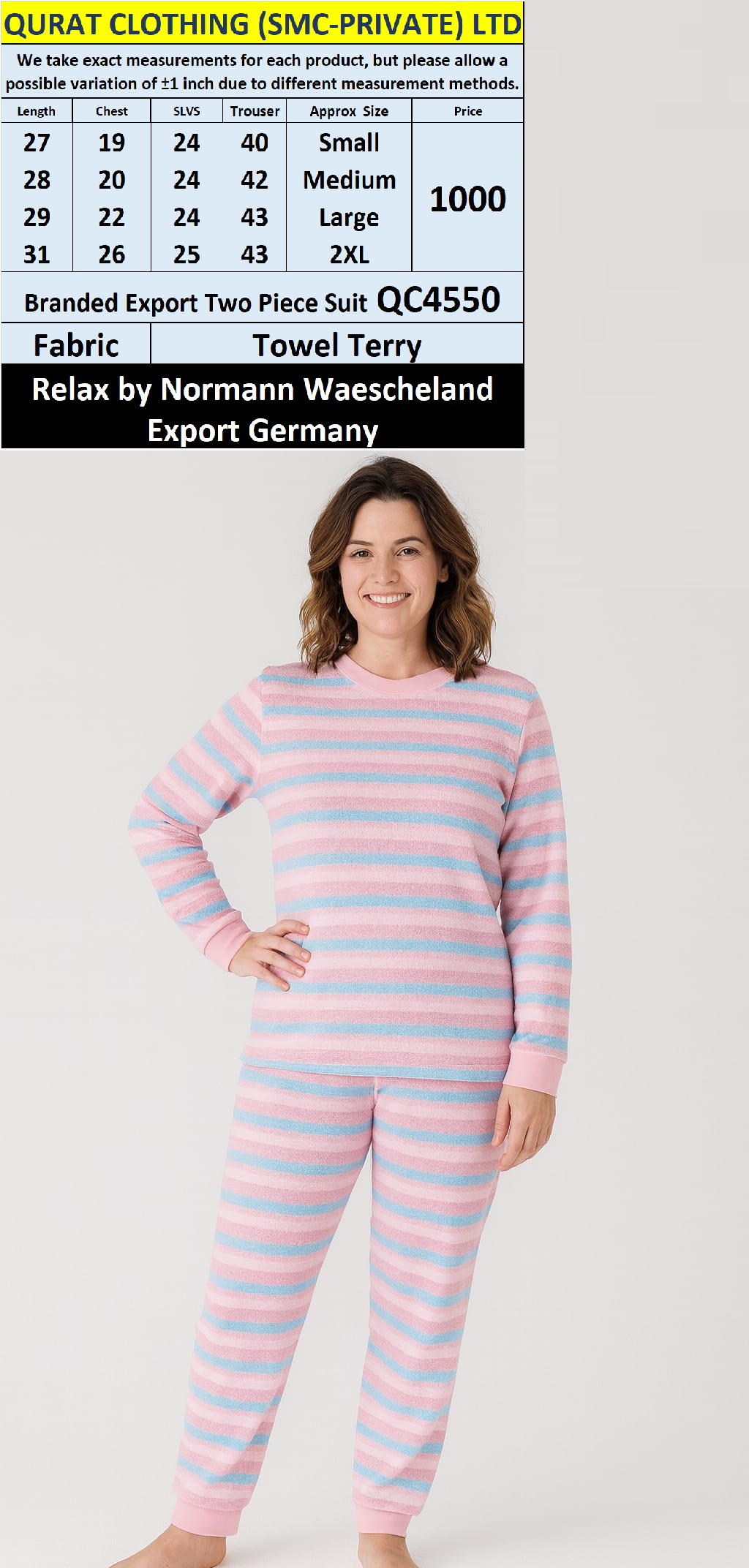 Relax by Normann Waescheland Branded Two Piece Suits QC4550 Export Germany