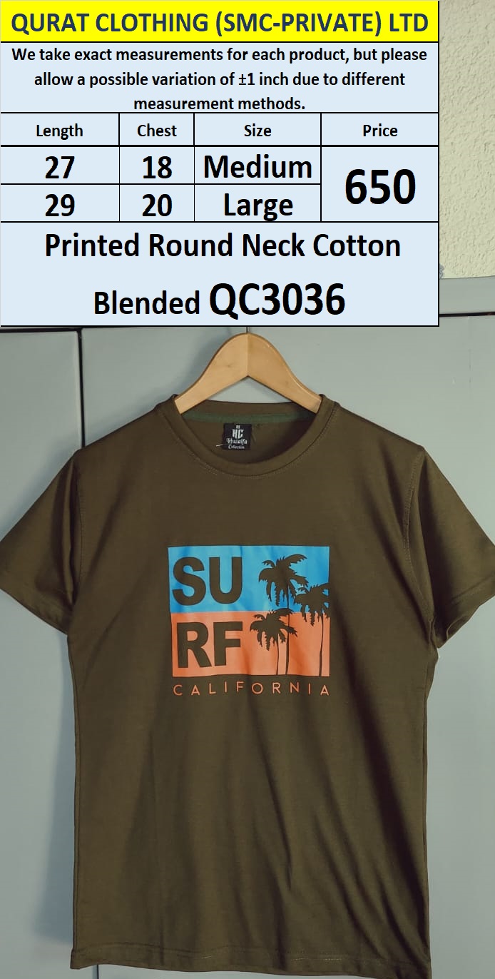 Sun Surf California Round Neck Cotton Blended T-shirt QC3036