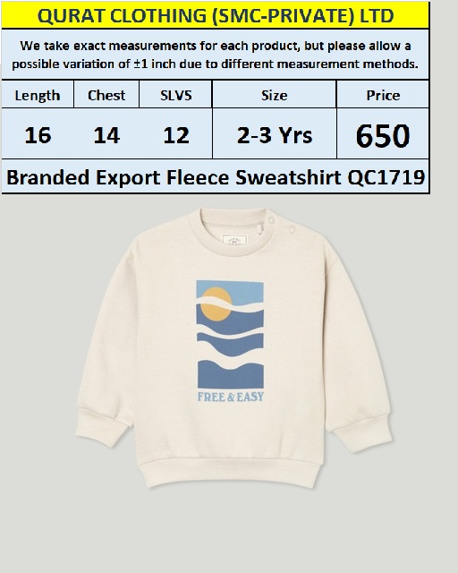 Branded Export Fleece Free & Easy Sweatshirt QC1719 | Qurat Clothing