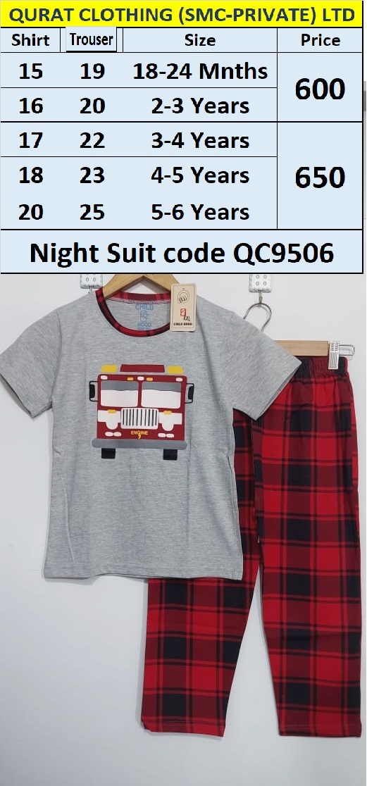 Grey Bus Night Suit QC9506 Brand Child Hood