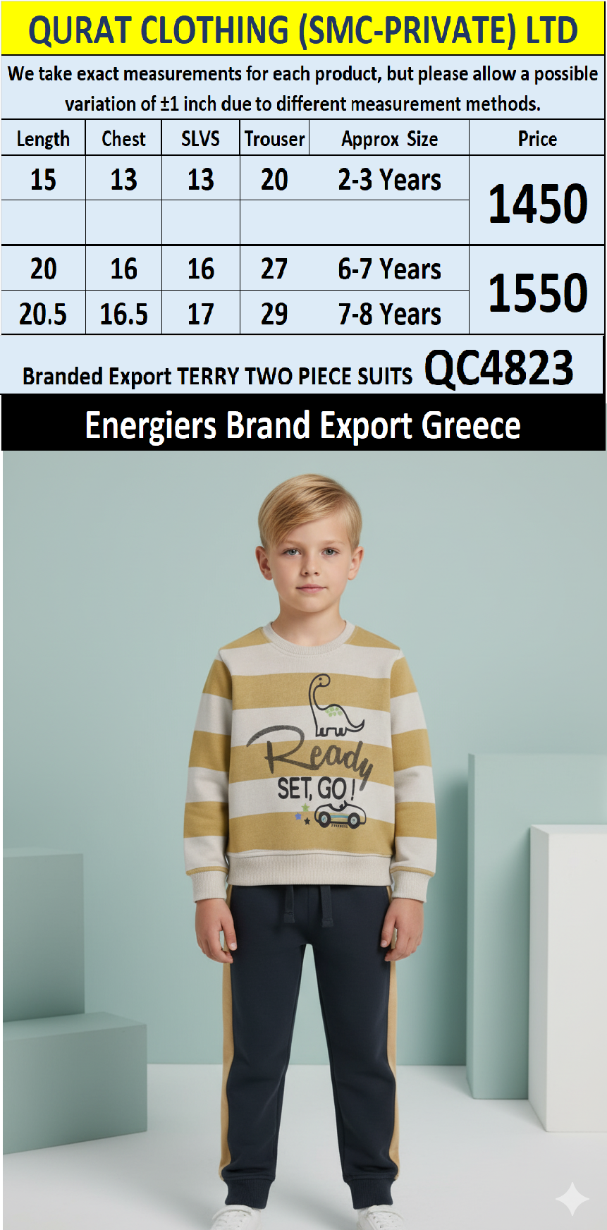 Energiers Brand Terry Two-Piece Suits QC4823 Export Greece 