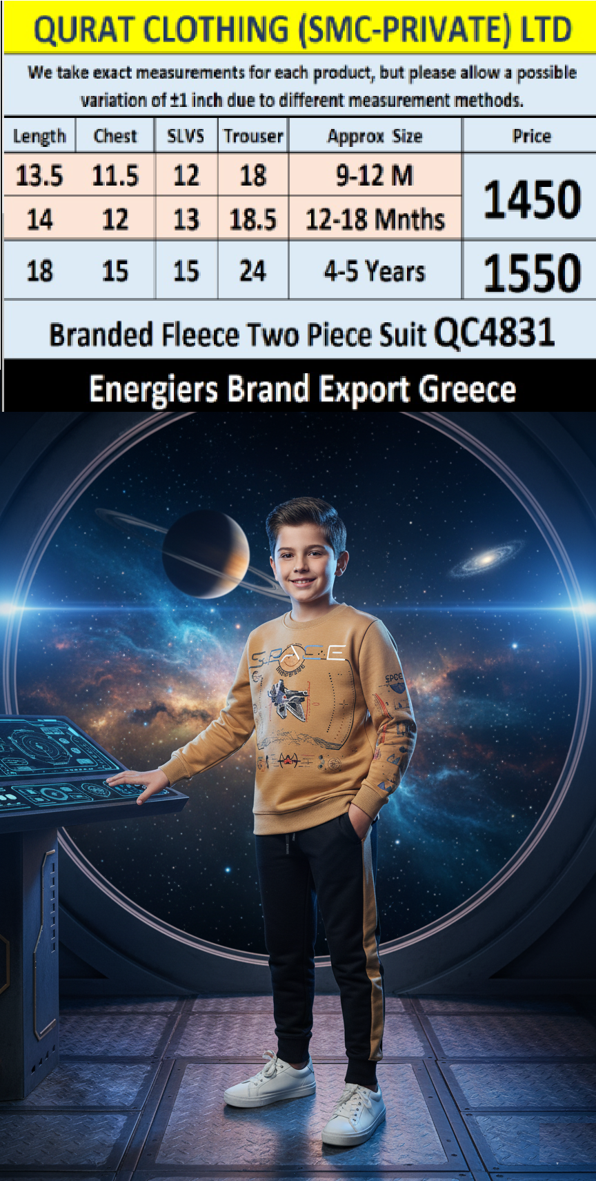Energiers Brand Fleece Two Piece Suits QC4831 - Export Greece - QC4831