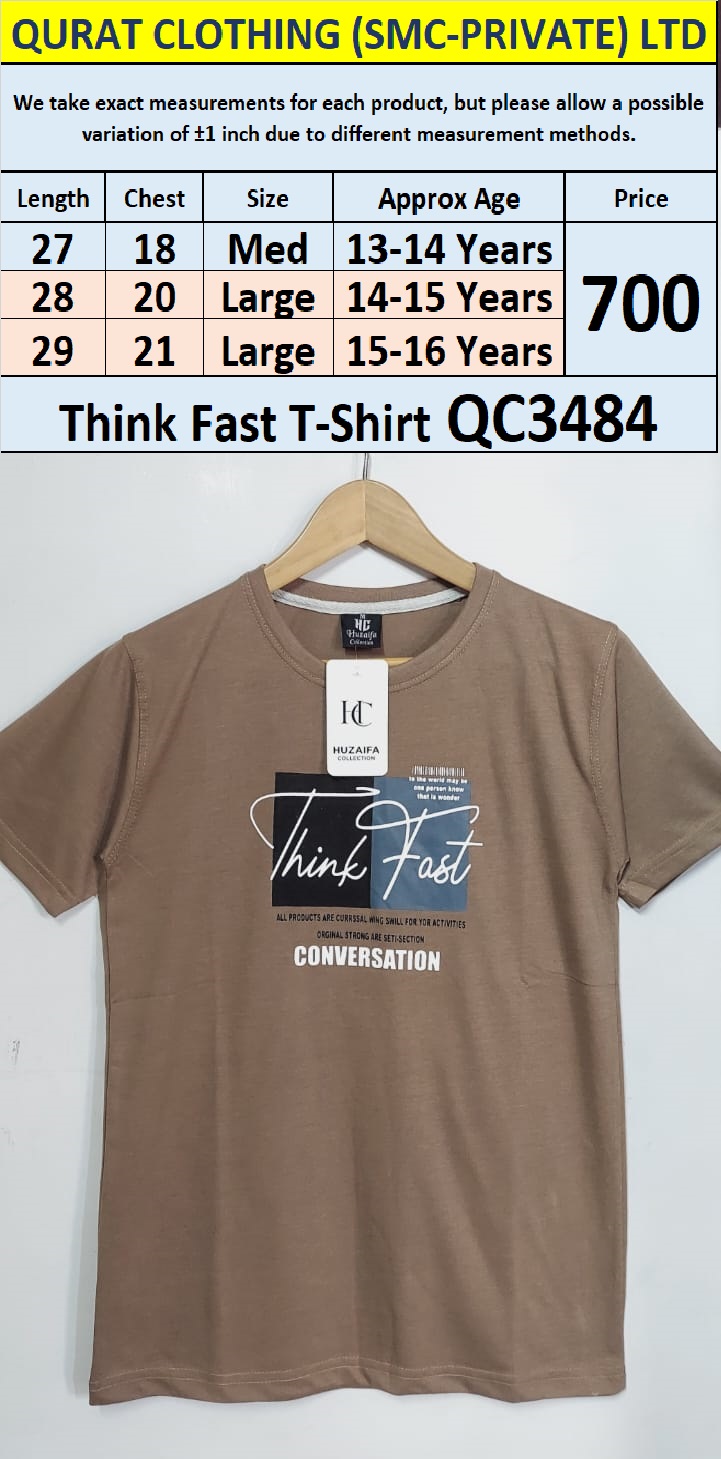 Soft Cotton Blended Think Fast T-Shirt QC3484