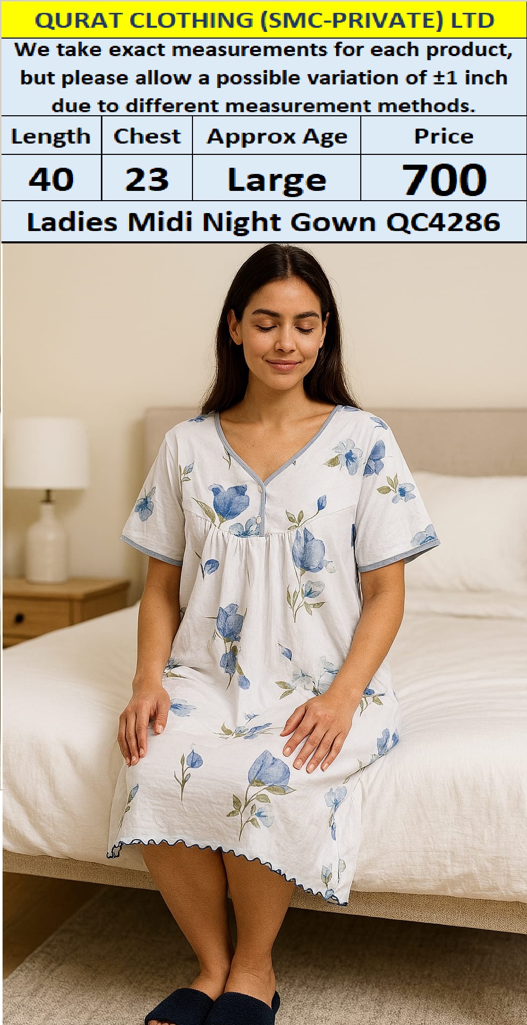 Branded Export Midi Nightgown QC4286