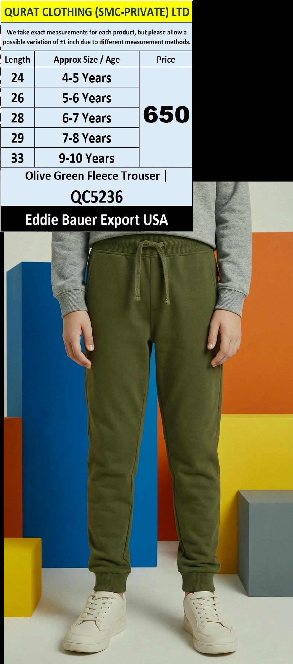Olive Green Fleece Trouser | Eddie Bauer Export USA | QC5236