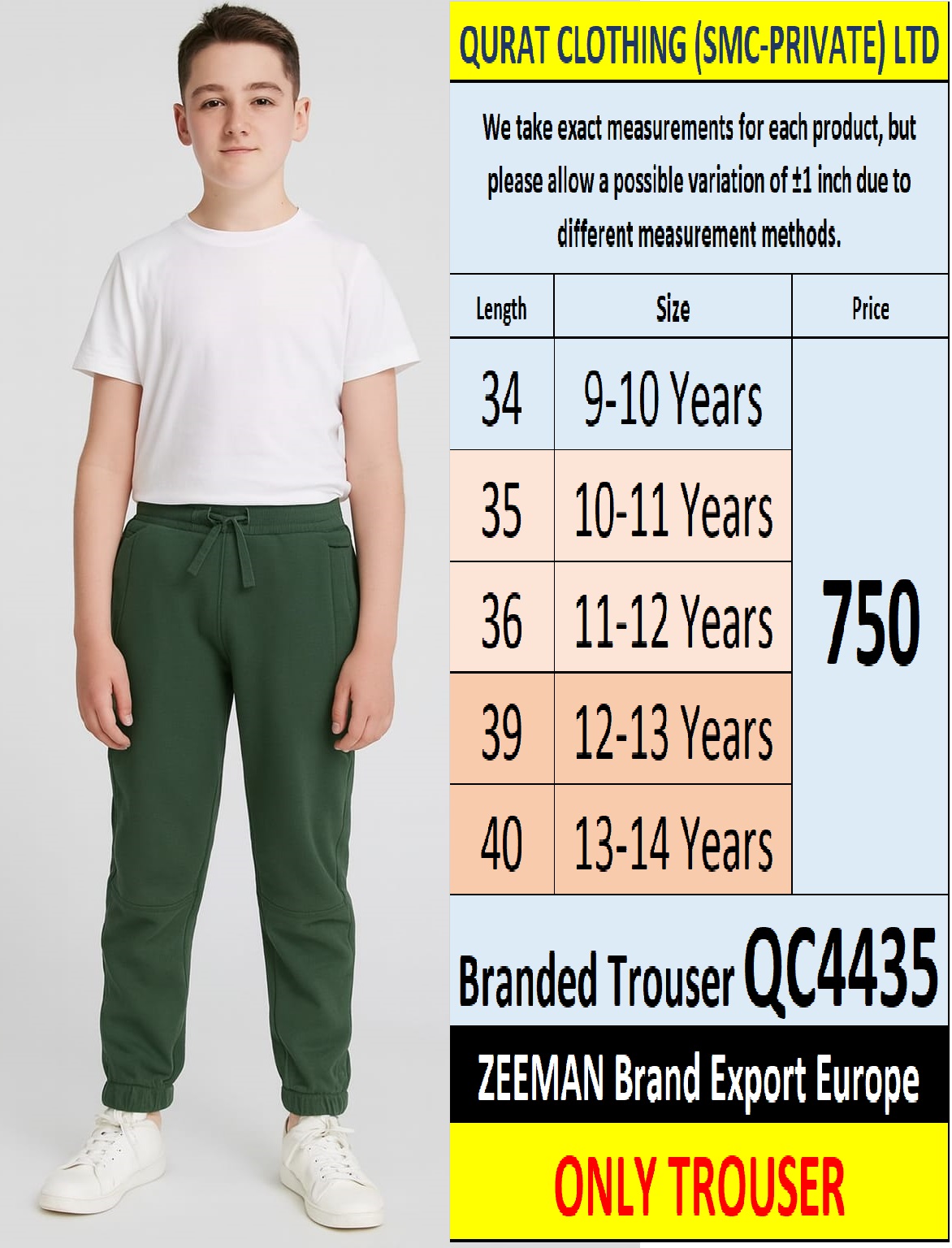 Zeeman Brand Trouser Export Europe - QC4435