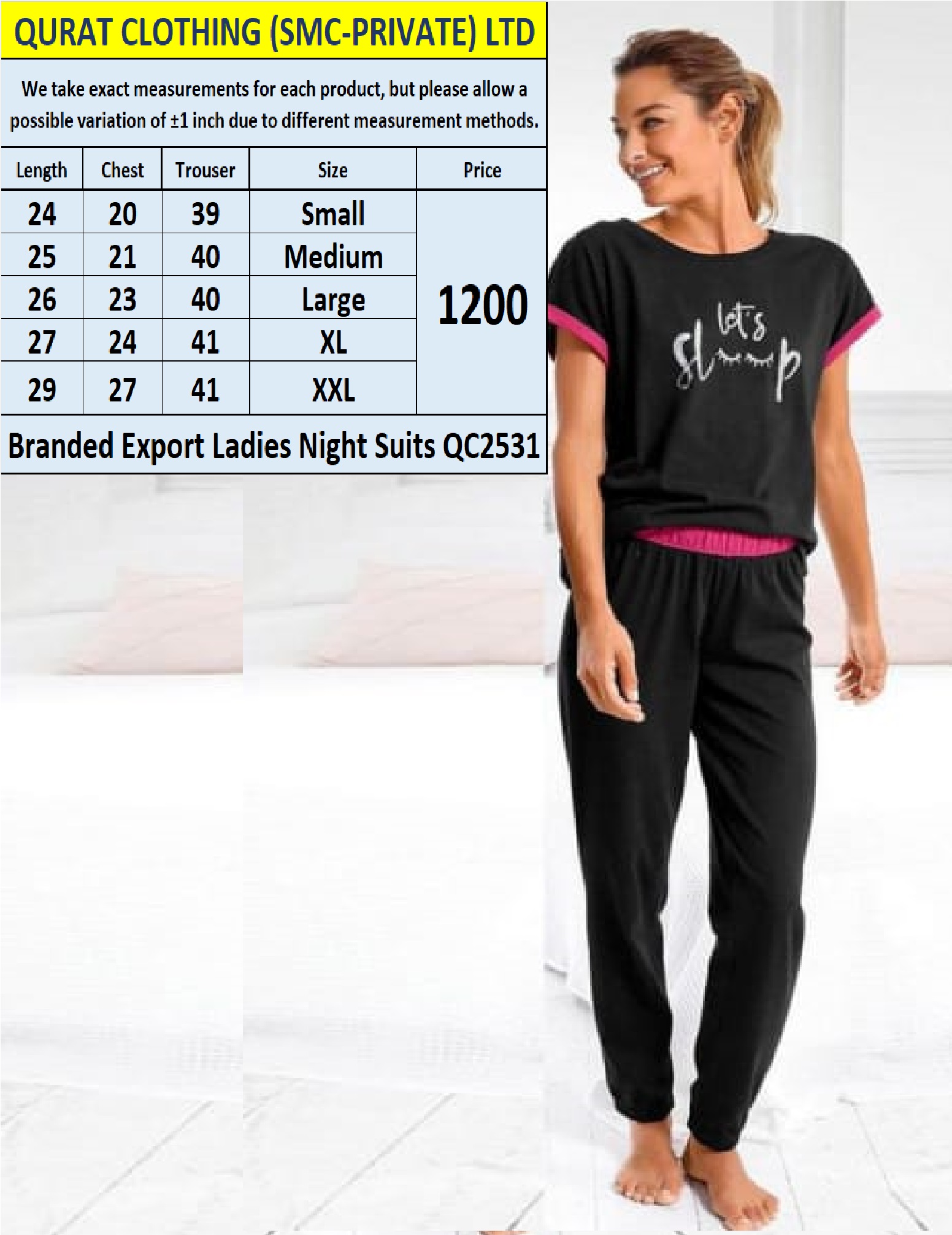 Branded Ladies Night Suits QC2531 Export Product