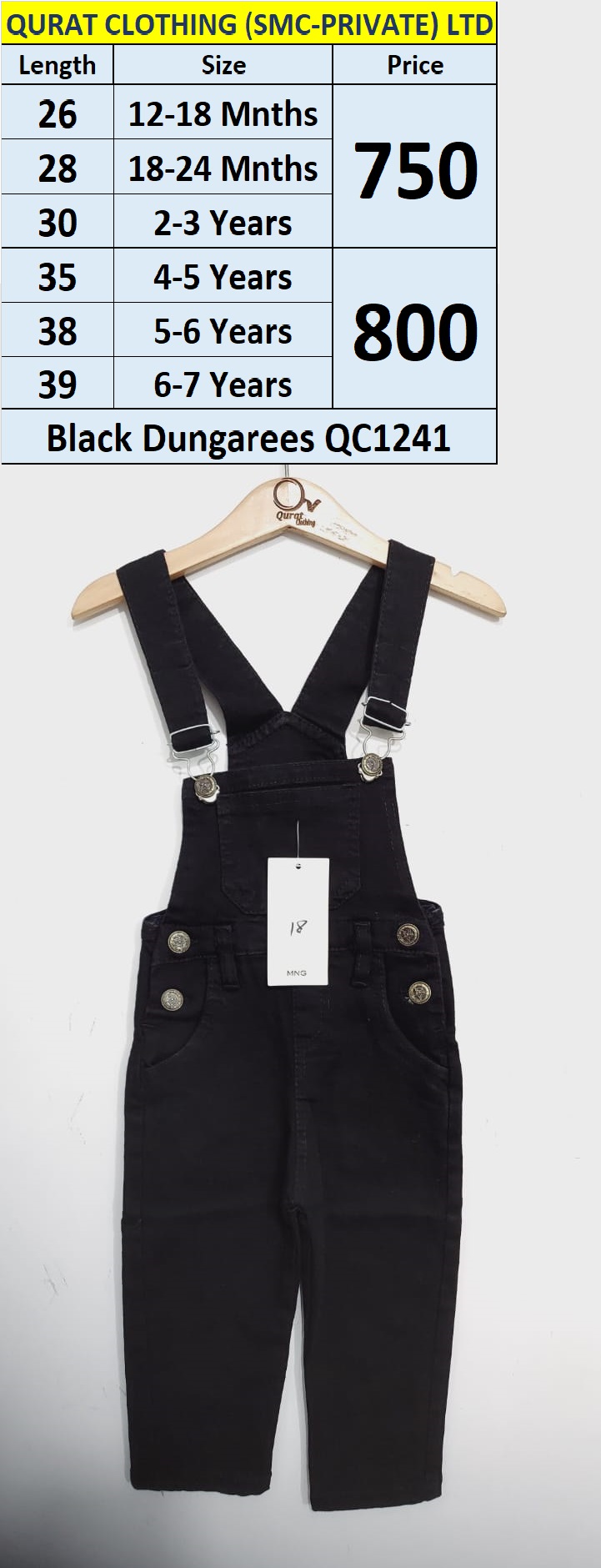 Black Dungarees / Romper QC1241