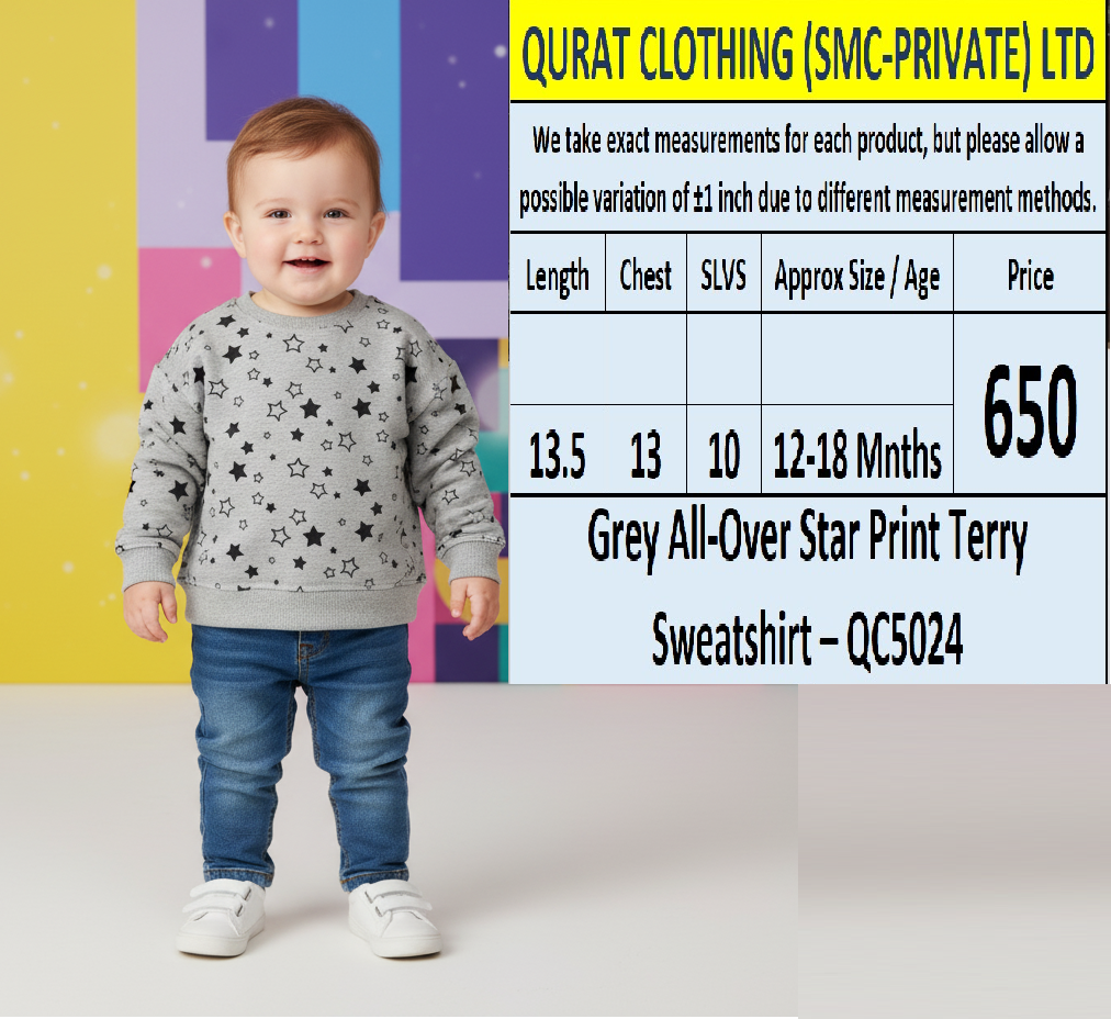 Grey All-Over Star Print Terry Sweatshirt QC5024