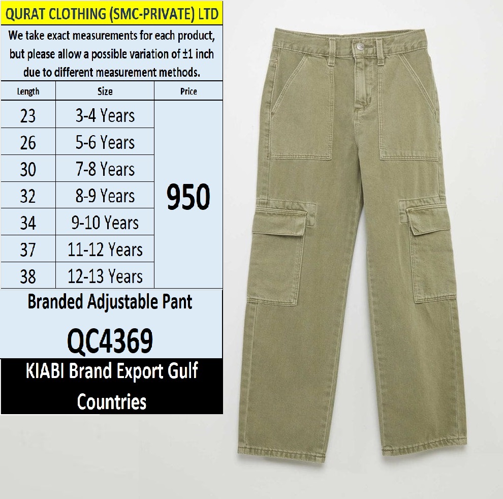 KIABI Brand Adjustable Cargo Pant Export Gulf Countries  - QC4369