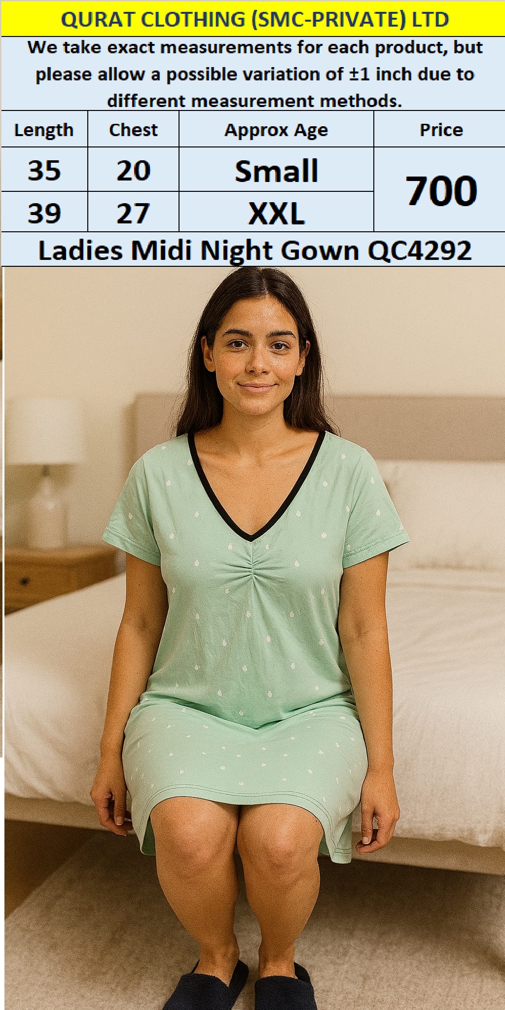 Branded Export Midi Nightgown QC4292